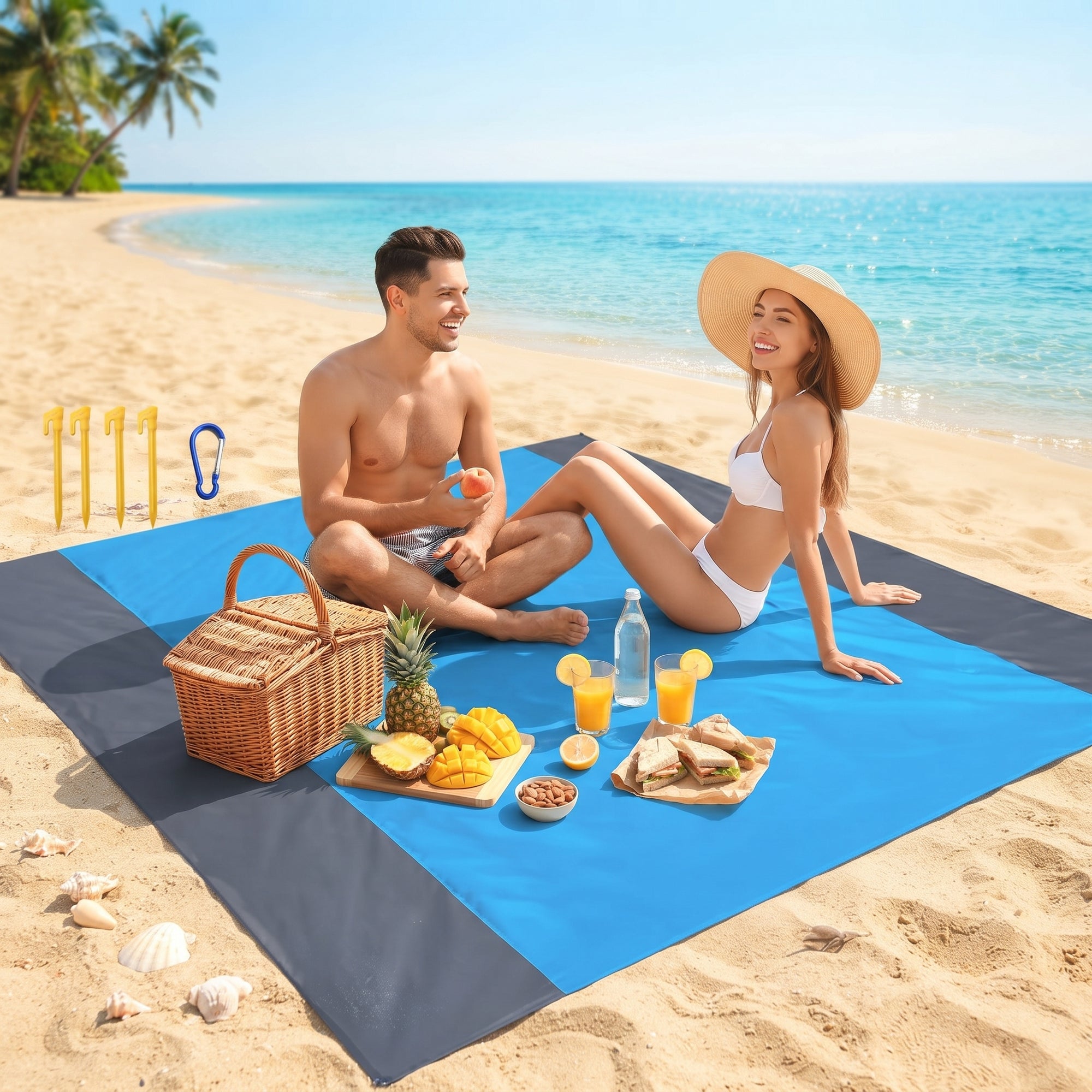 SandFree™ XL Beach Blanket – Waterproof, Sandproof & Lightweight Picnic Mat for Beach, Camping & Outdoor Adventures (200×210 cm)