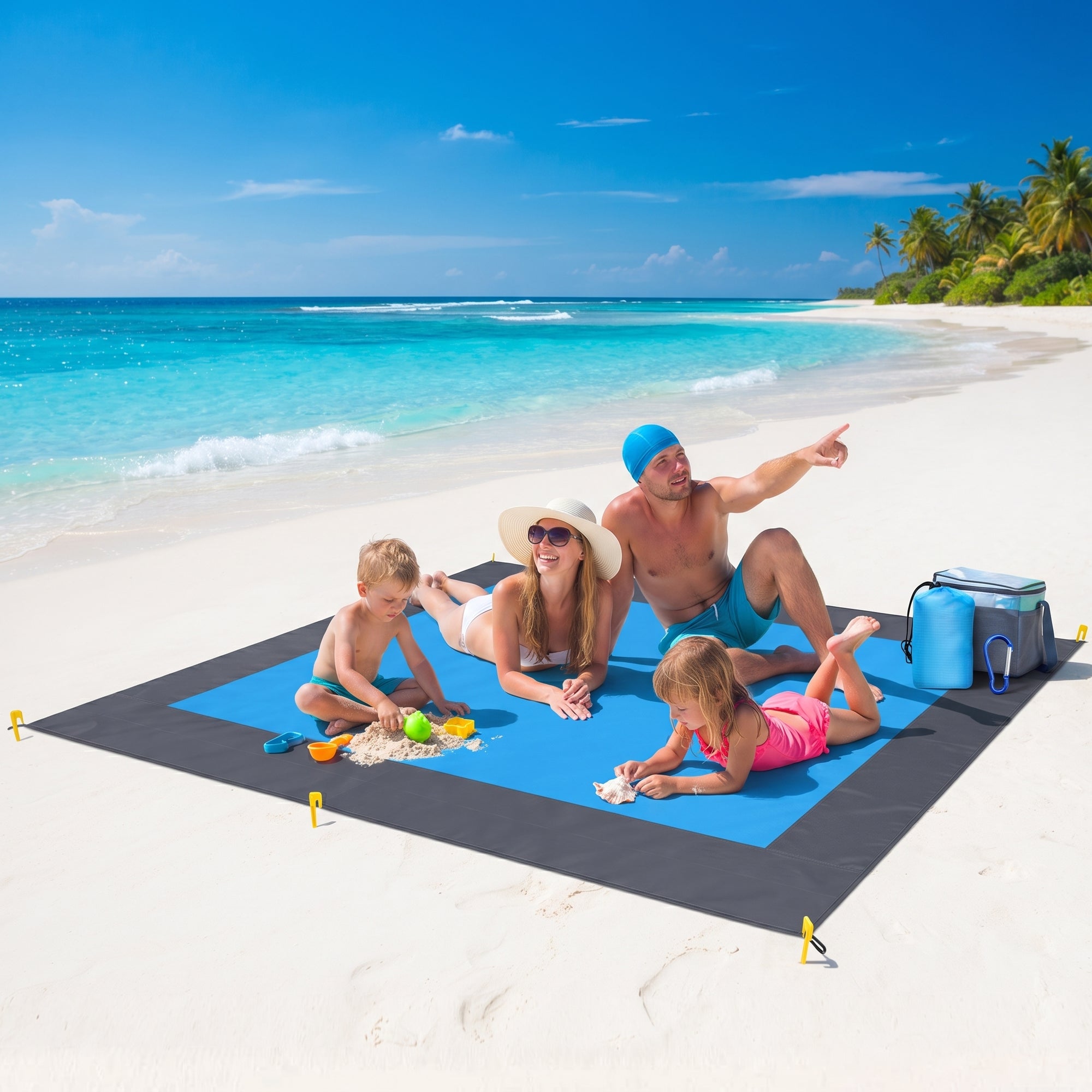 SandFree™ XL Beach Blanket – Waterproof, Sandproof & Lightweight Picnic Mat for Beach, Camping & Outdoor Adventures (200×210 cm)