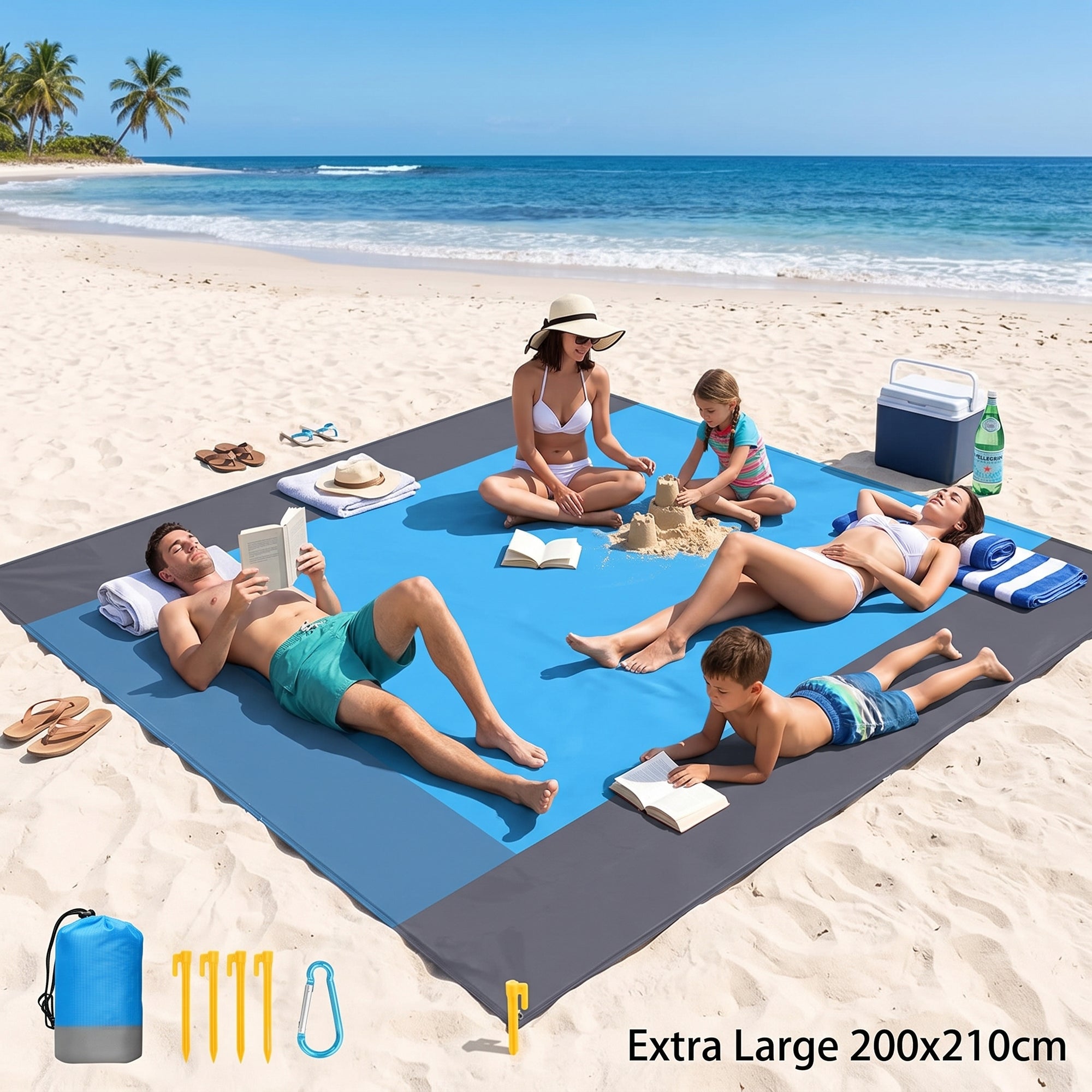 SandFree™ XL Beach Blanket – Waterproof, Sandproof & Lightweight Picnic Mat for Beach, Camping & Outdoor Adventures (200×210 cm)