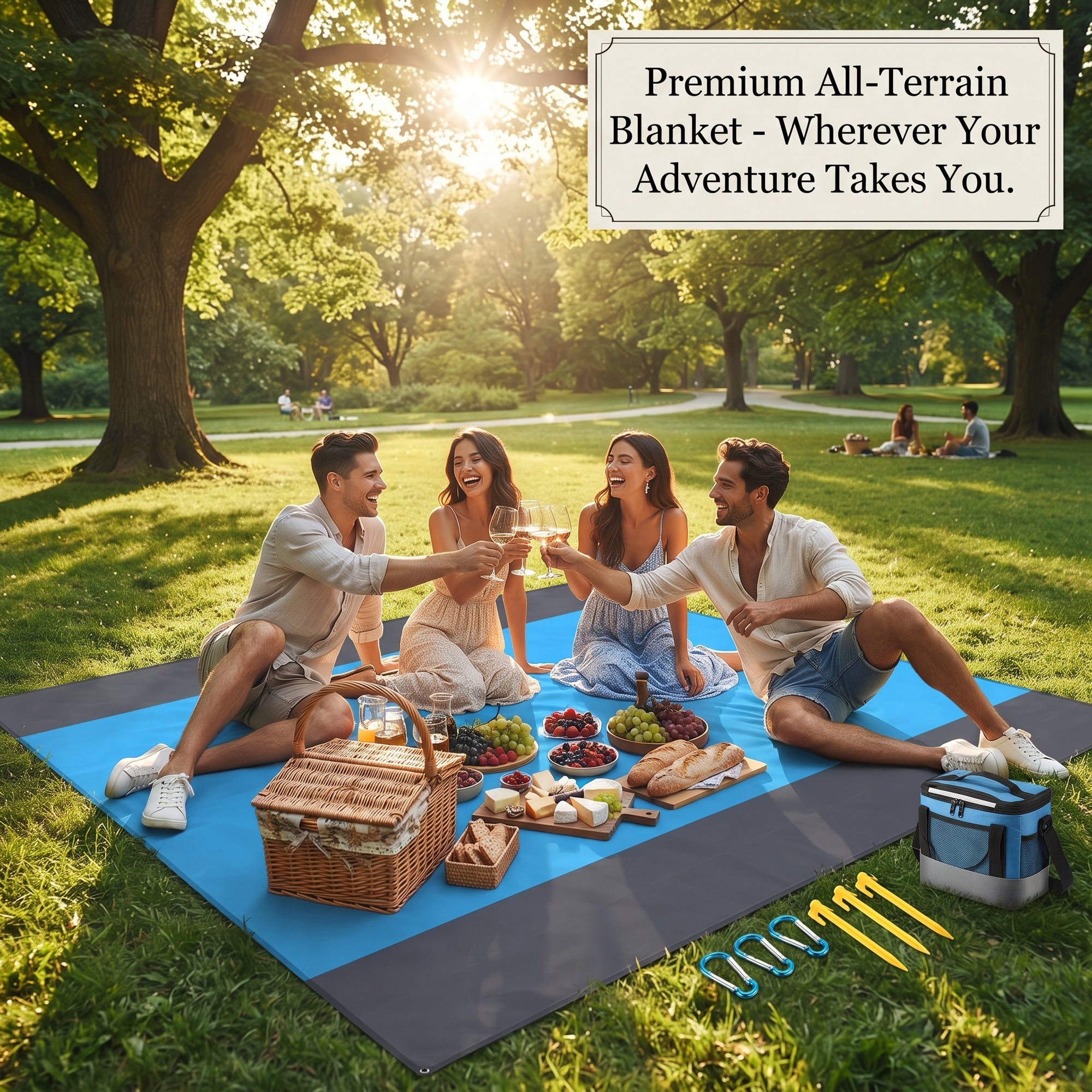 SandFree™ XL Beach Blanket – Waterproof, Sandproof & Lightweight Picnic Mat for Beach, Camping & Outdoor Adventures (200×210 cm)