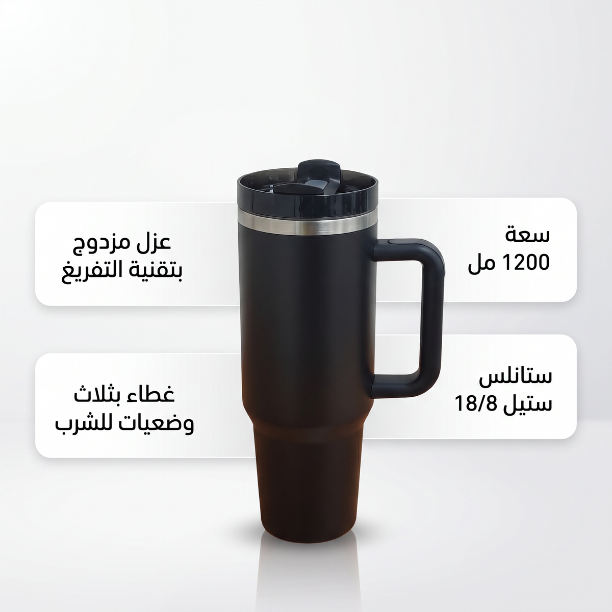 ThermoGrip™ | كوب حراري بغطاء محكم ومقبض